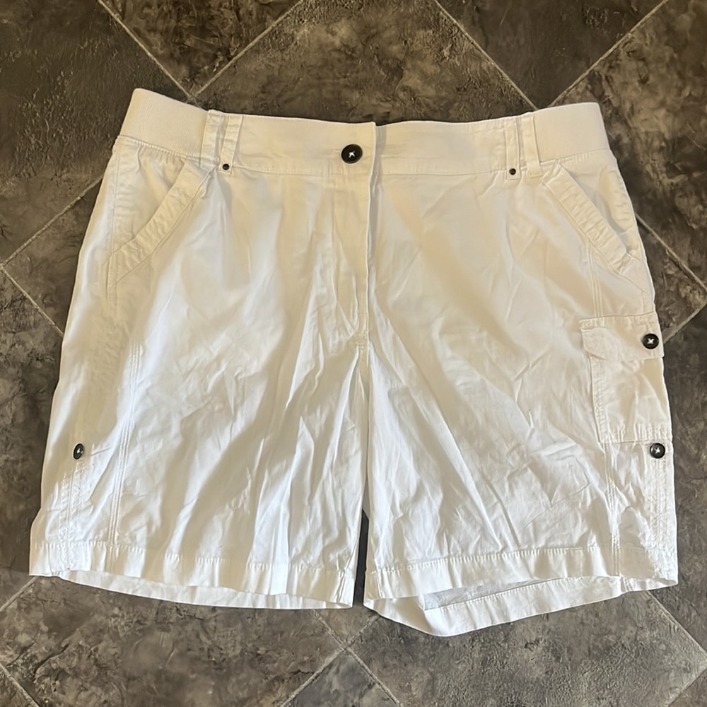 White High Waisted Cargo Shorts